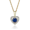 14K Yellow Gold Blue Sapphire CZ Heart Halo Pendant Necklace with 18" Chain Q280468
