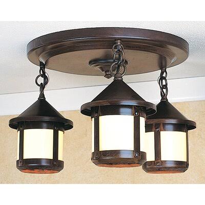 Semi Flush Mount Light in Mission Brown/Amber Mica Z822