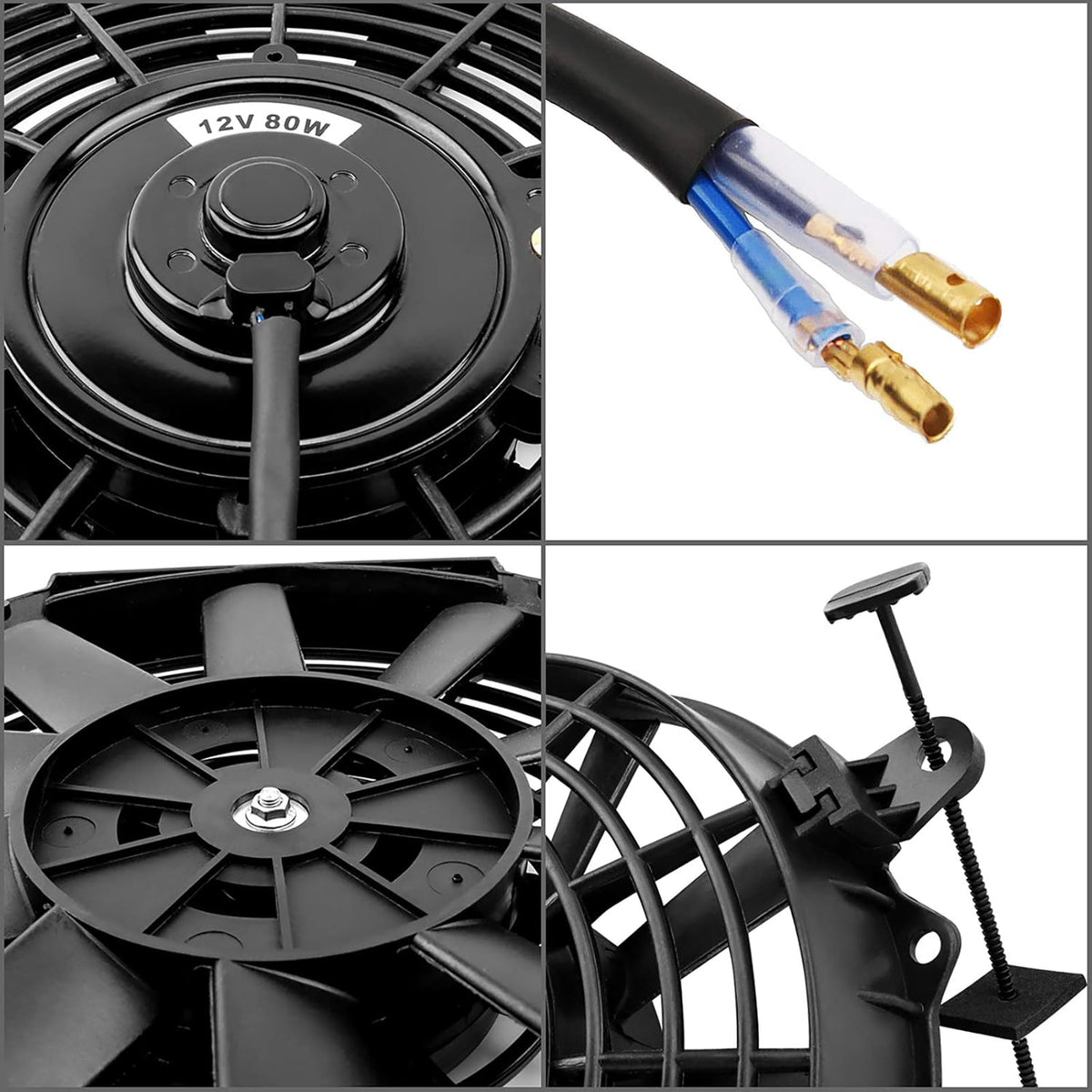 2x10 Inch Electric Radiator Cooling Fan 1350 CFM 12 Volts 80 Watts Pack of 2 X670210