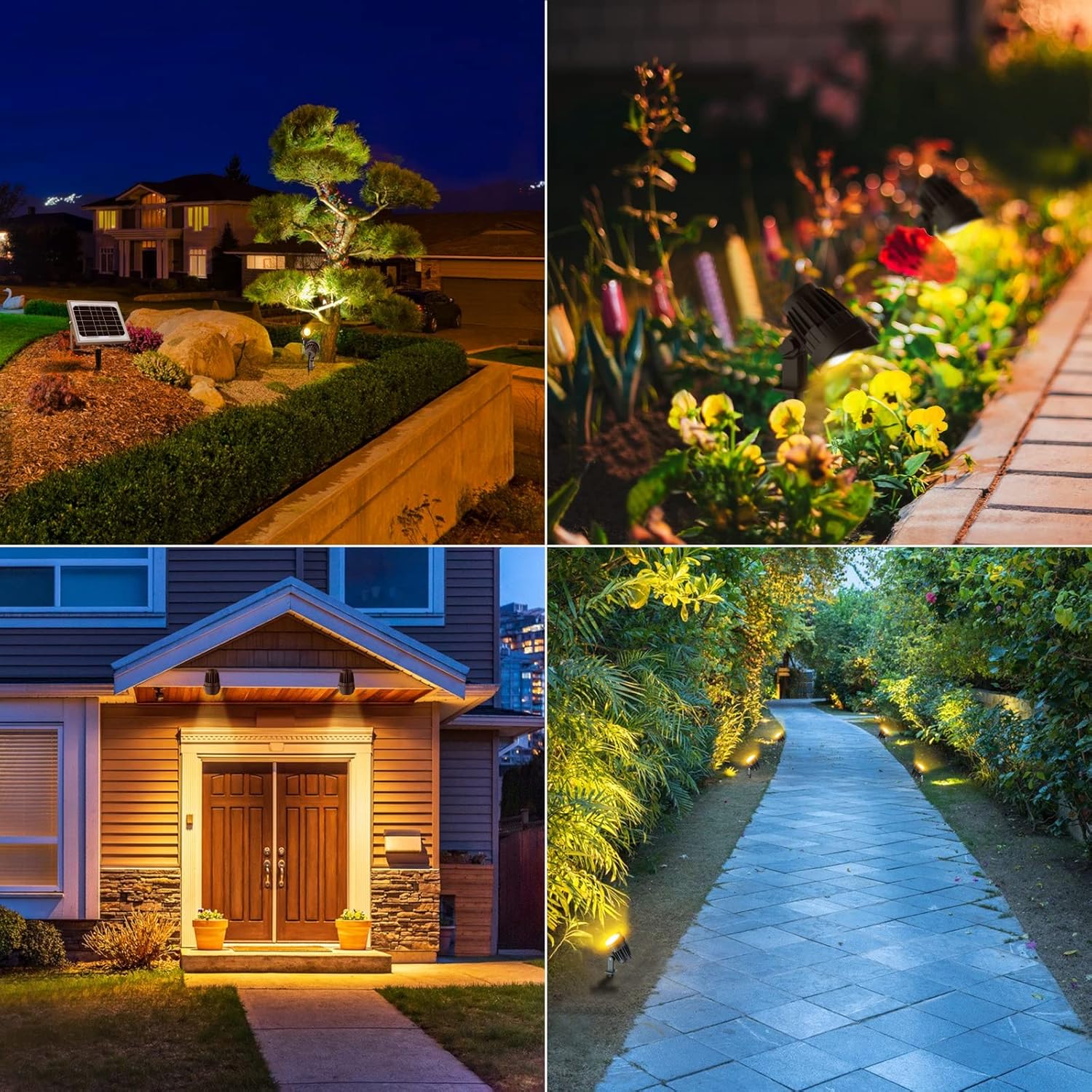 4-in-1 Solar Landscape Lights, IP66 Waterproof, 2700K/4000K/6000K W845361
