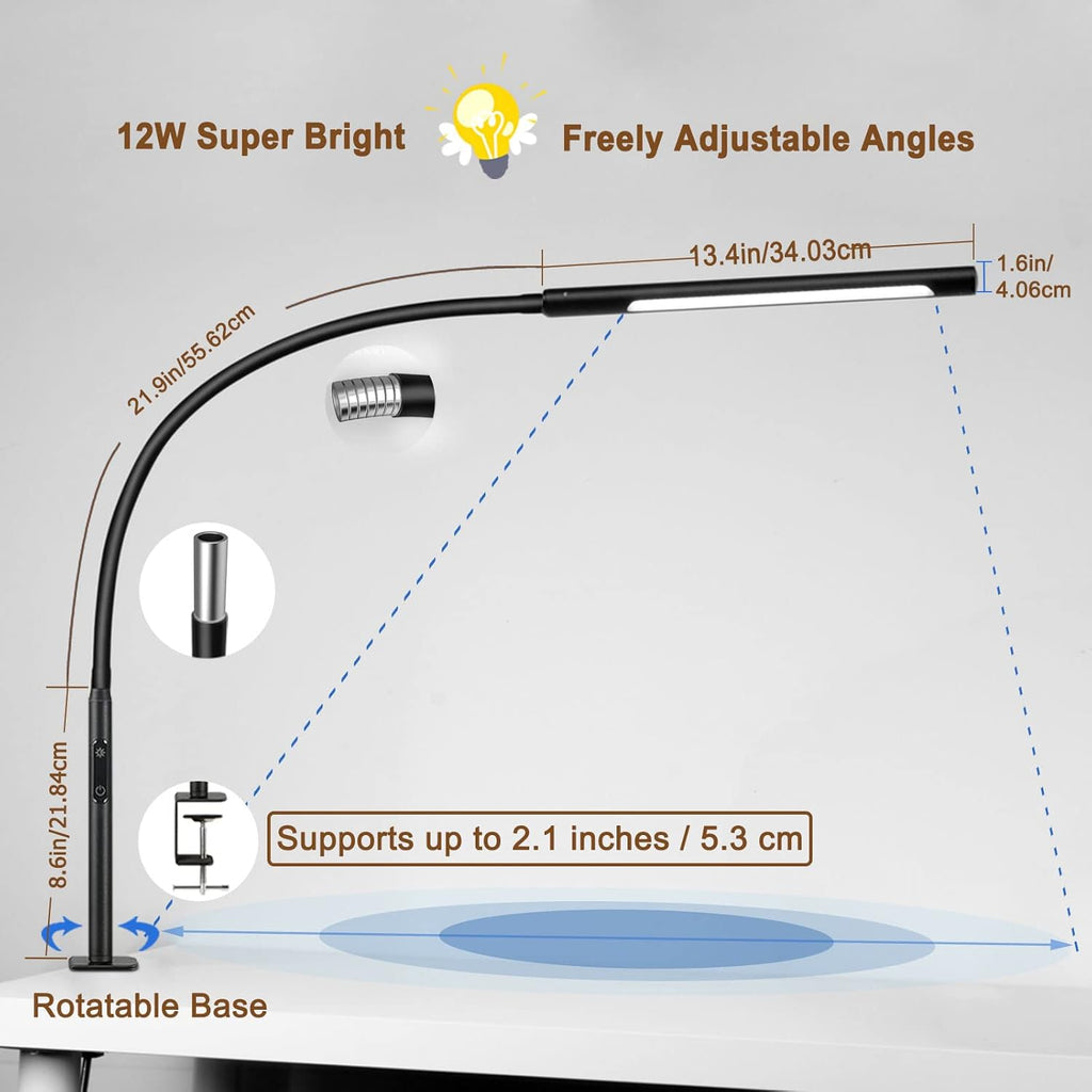 Black Swing Arm LED Desk Lamp with Remote Control R825884
