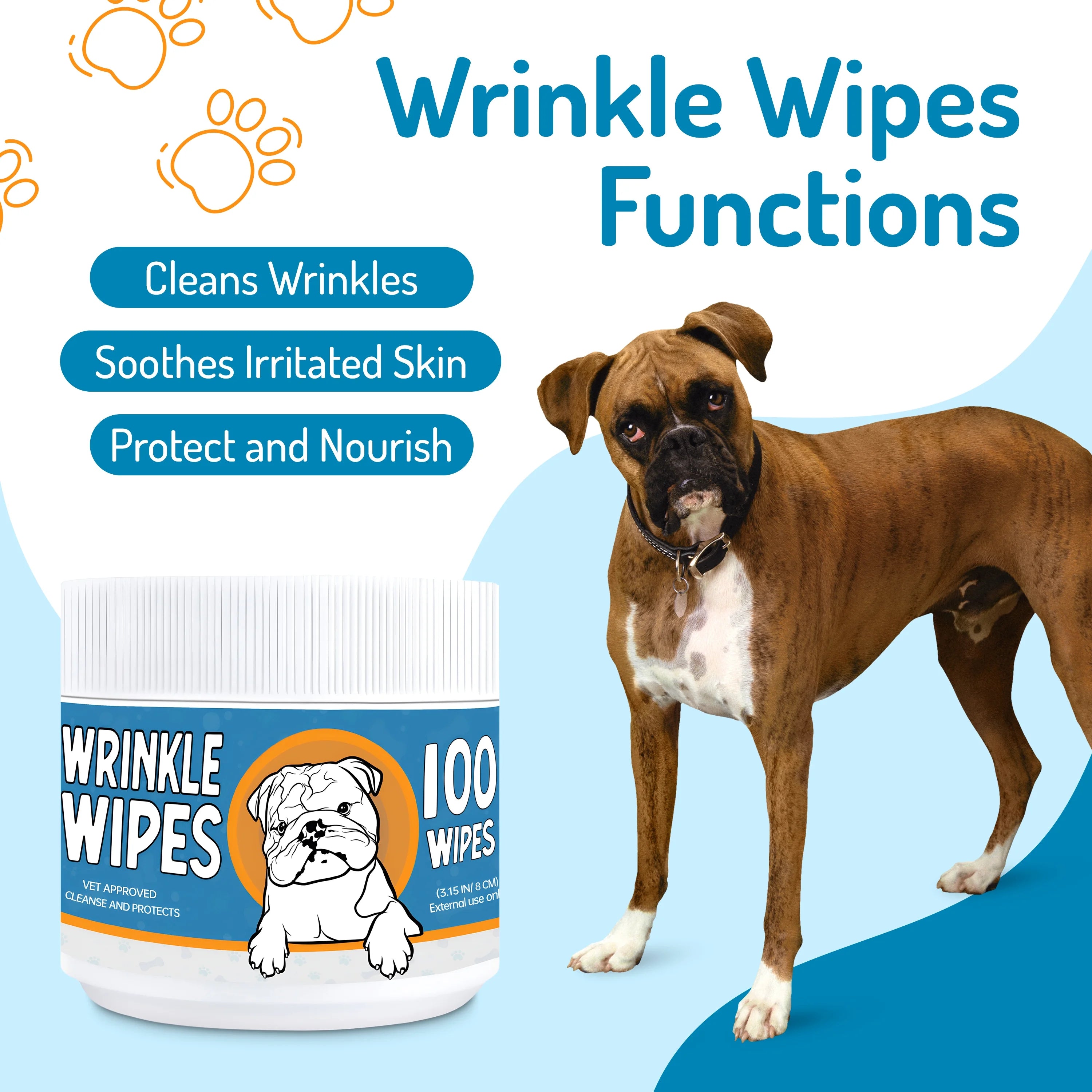 100 Count Dog Wrinkle Wipes for French Bulldog, English Bulldog, Pugs P166531