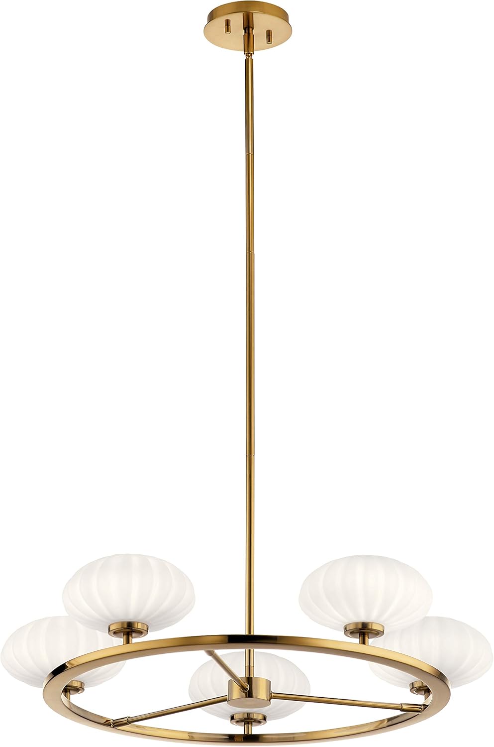5 Light Round Chandelier with Satin Etched Cased Opal Glass H59286