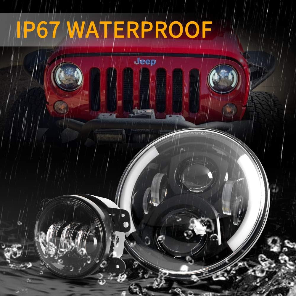 7'' Black Cree LED Headlights and 4'' LED Fog Lights K47462