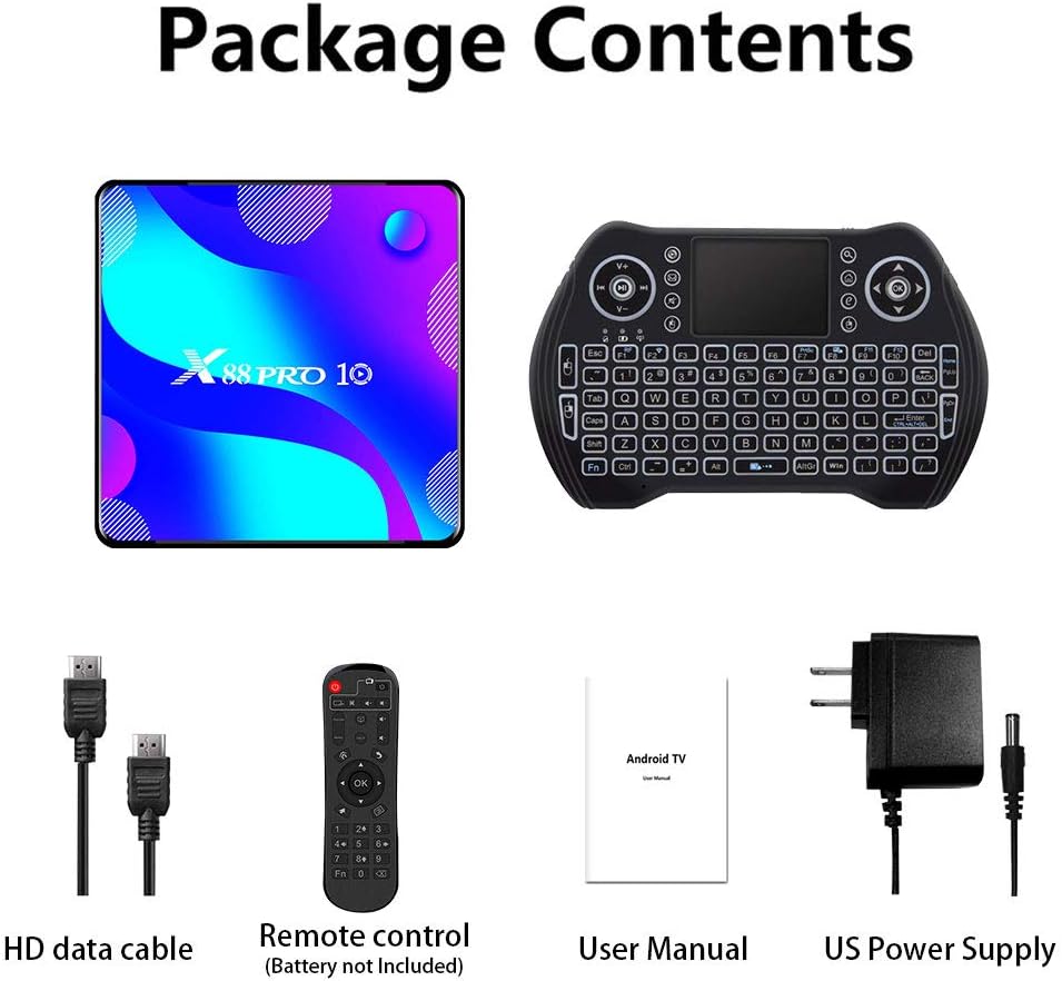 2GB 16GB 4K Android TV Box with Mini Backlit Keyboard, Pack of 2 N94350
