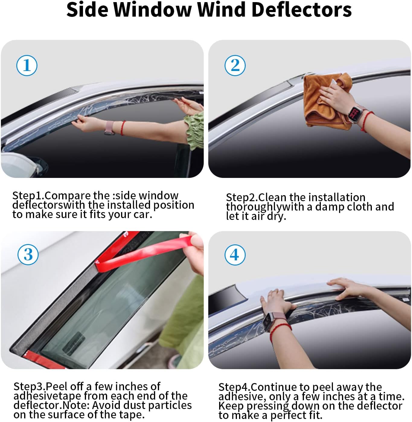 4-Piece Dark Smoke Tape-On Rain Guards I166