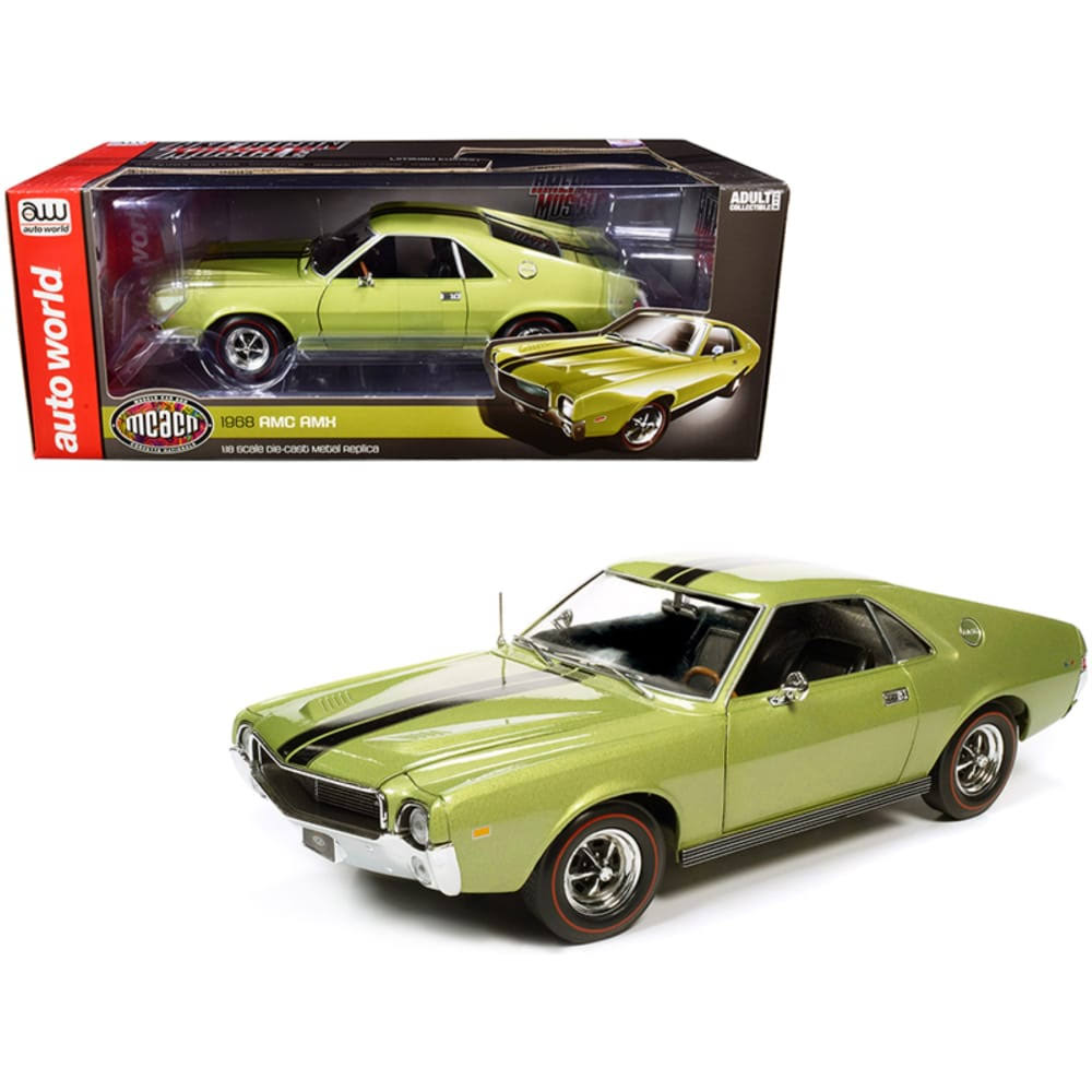1968 AMC AMX Hardtop Light Green Metallic with Black Stripes Muscle Car I74946