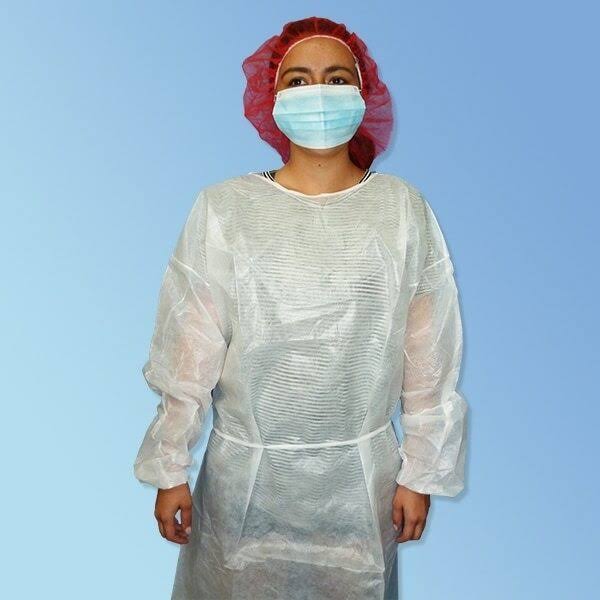 White Disposable Isolation Gowns, 50/Case, One Size Z3403