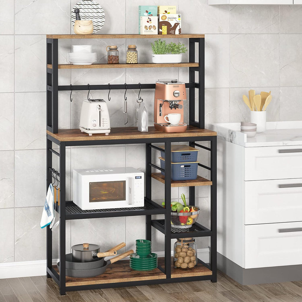 5-Tier Microwave Cart Oven Stand with 8 Hooks X8846