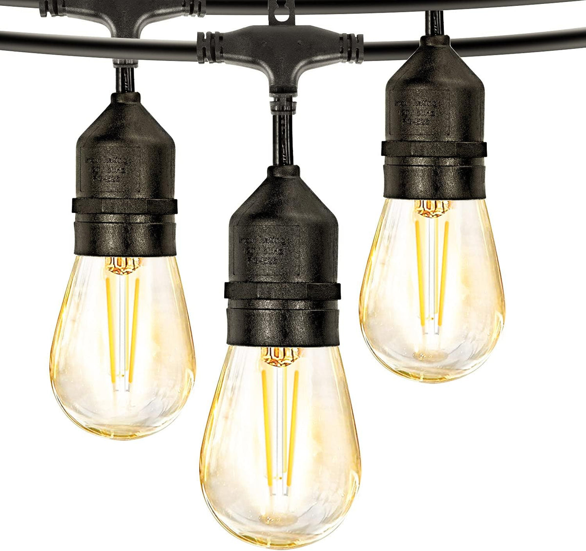 2 Pack 48FT LED Outdoor String Lights with 2W Dimmable Edison Shatterproof Plastic Bulbs H8126