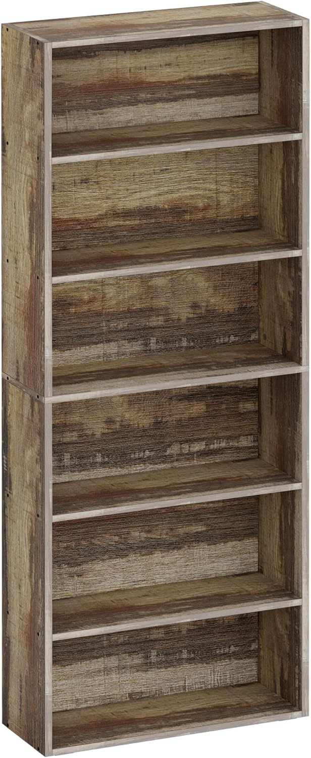 Industrial Brown 6 Tier Tall Bookcase L2080