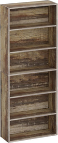 Industrial Brown 6 Tier Tall Bookcase L2080