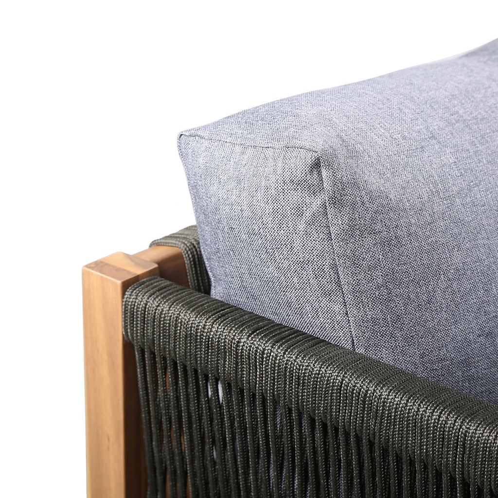 Natural Wood & Fabric Outdoor Patio Sofa P68832
