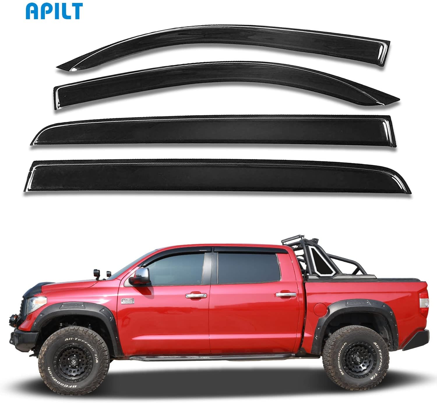 4-Piece Dark Smoke Tape-On Rain Guards I166