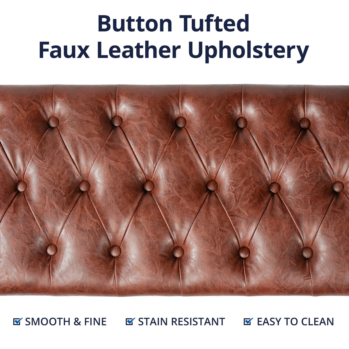 Brown Button Tufted Faux Leather Storage Bench G33872