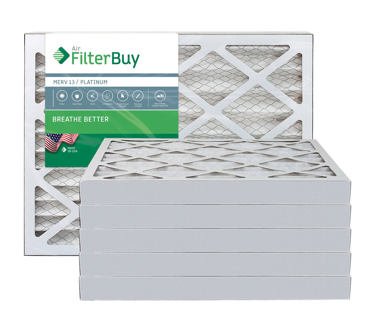 MERV 13 14x14x2 Pleated AC Furnace Air Filter, Pack of 6 R6231