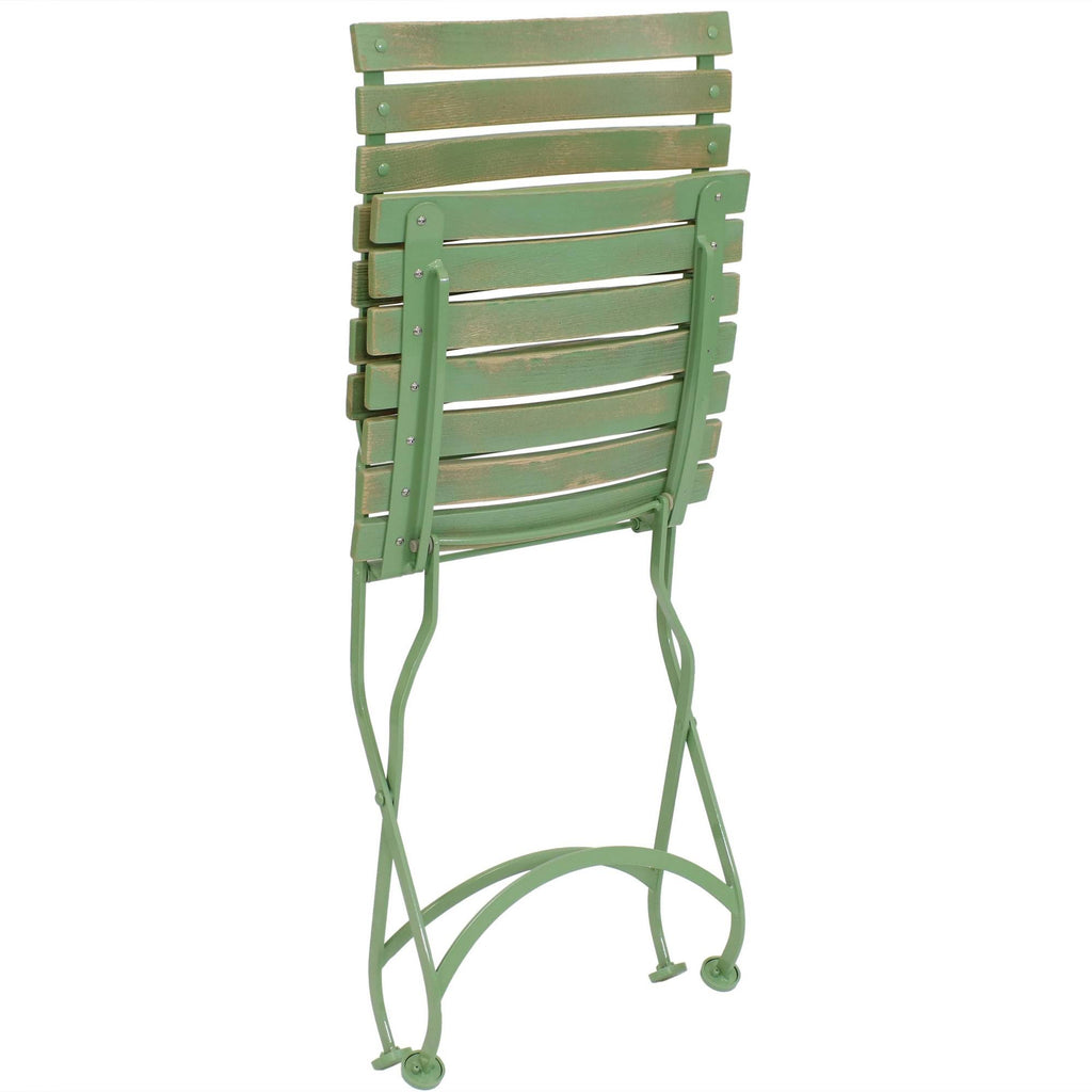 Green Folding Chestnut Wooden Chair Set of 4 V484