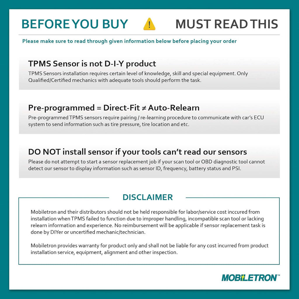 TPMS Tire Pressure Sensor 4-Pack with Aluminum Valve Stem S62954