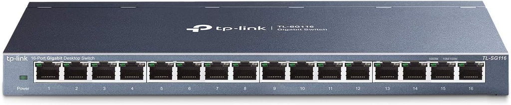 16 Port Gigabit Ethernet Network Switch, Fanless Metal, Pack of 2 A213963