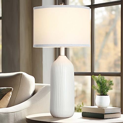 White Ceramic Table Lamp with 3-Color Temperatures U8420