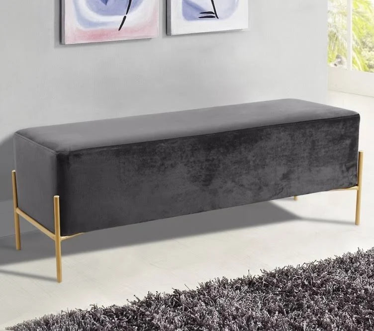 Grey Velvet Bench M5139