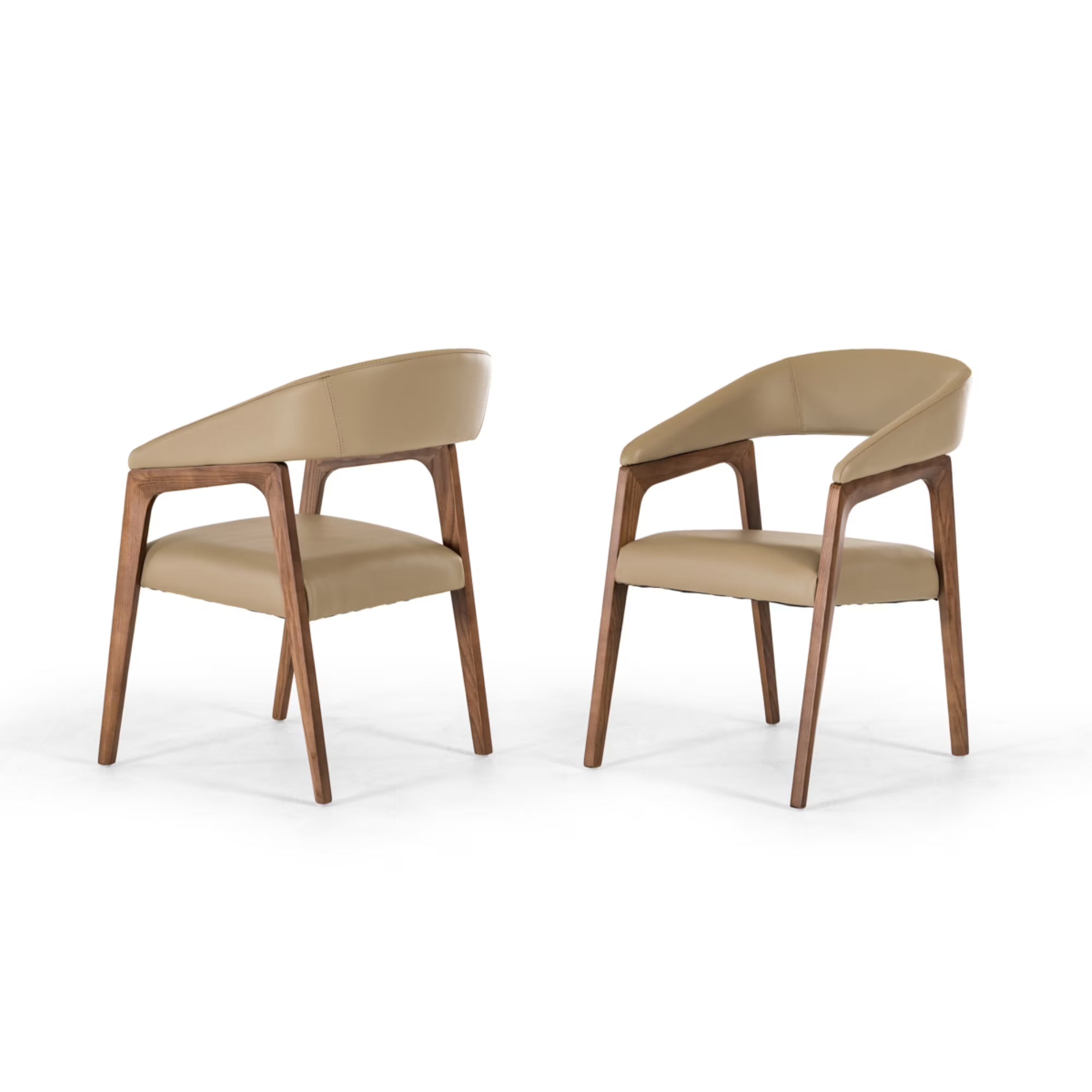 Taupe Leatherette and Walnut Wood Dining Chair T675156
