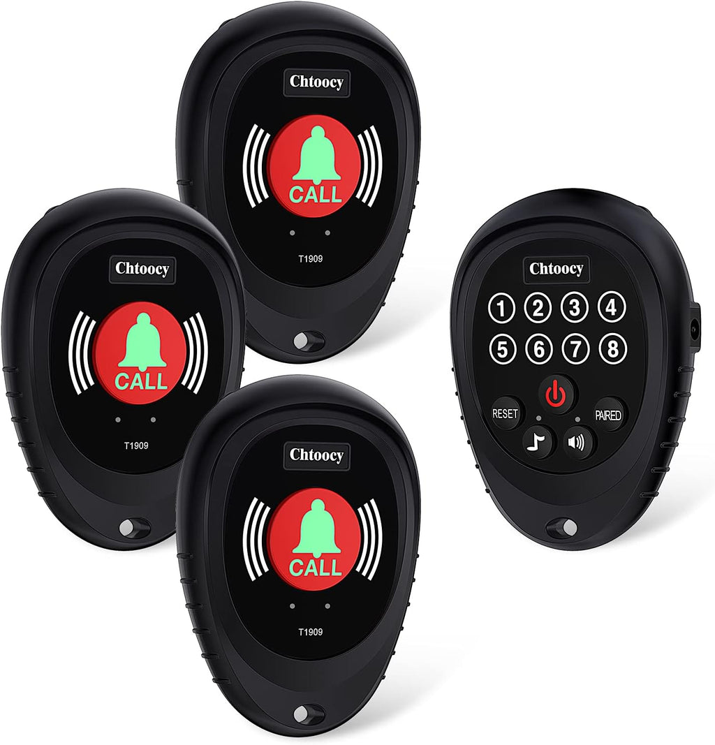 White 3 Call Button Wireless Caregiver Pager System with Receiver Y235