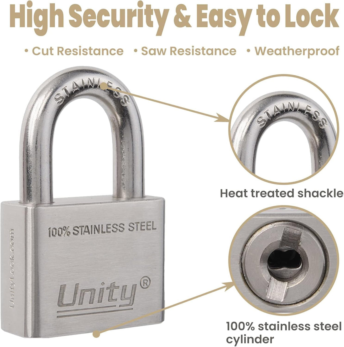 100% Stainless Steel Keyed Alike Marine Lock, Pack of 2 (50mm) R9790