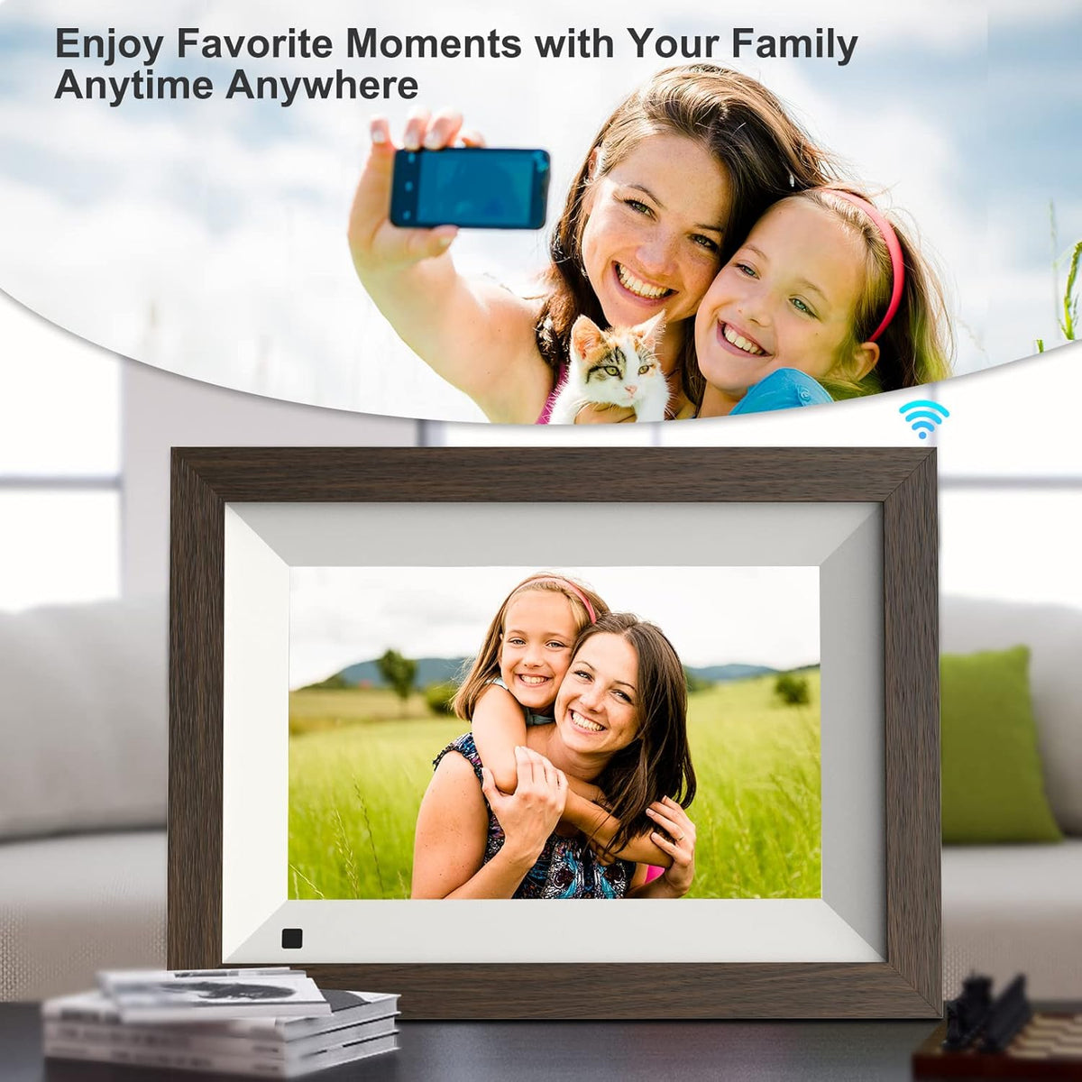 8-inch WiFi Digital Picture Frame Wood 16GB Wall Mountable G786124