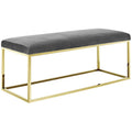 Gold Gray Fabric Bench T913419