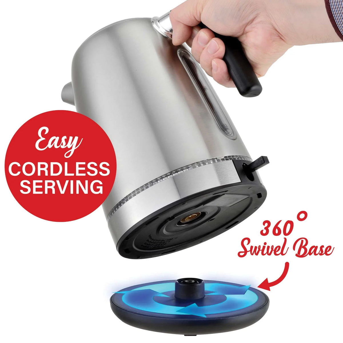 7-Cup 1,500-Watt Cordless Electric Stainless Steel Kettle S644