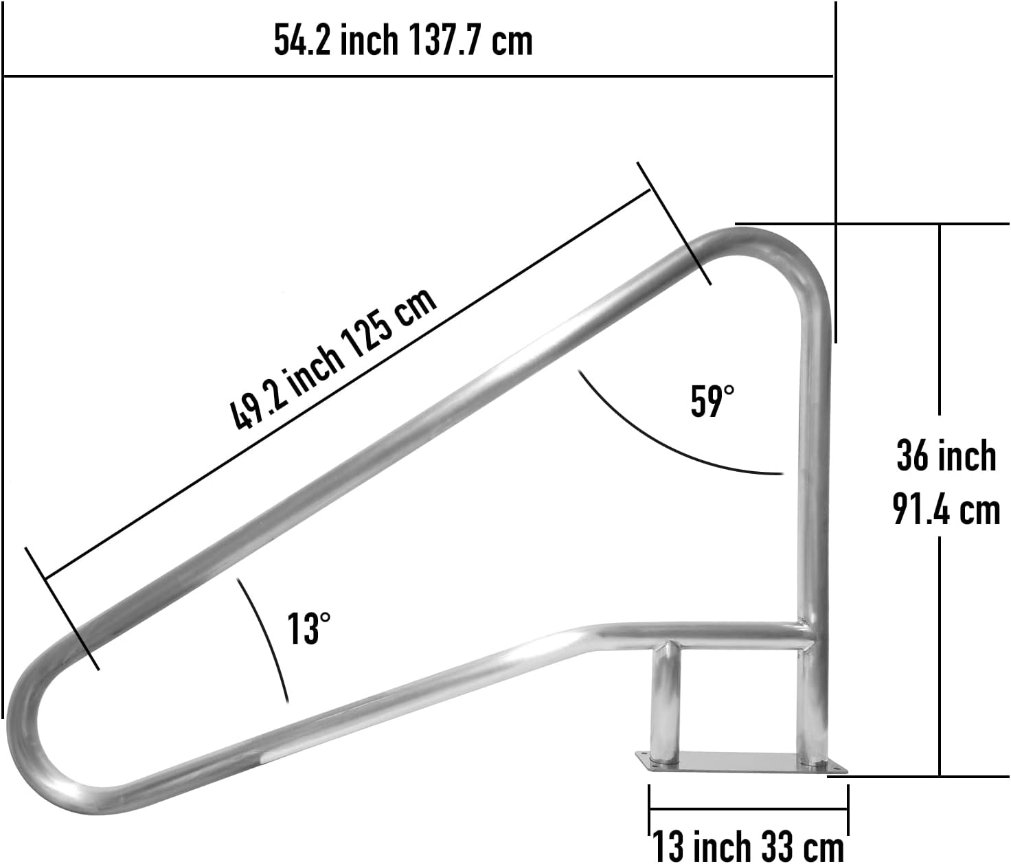 Pool Handrail 54x36 304 Stainless Steel W60563