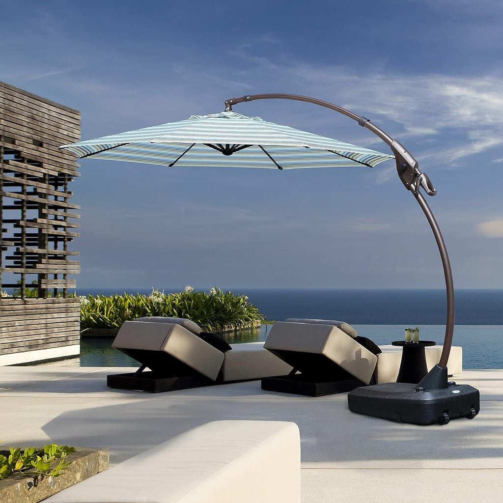 11 FT Curvy Aluminum Offset Umbrella with Base D752876