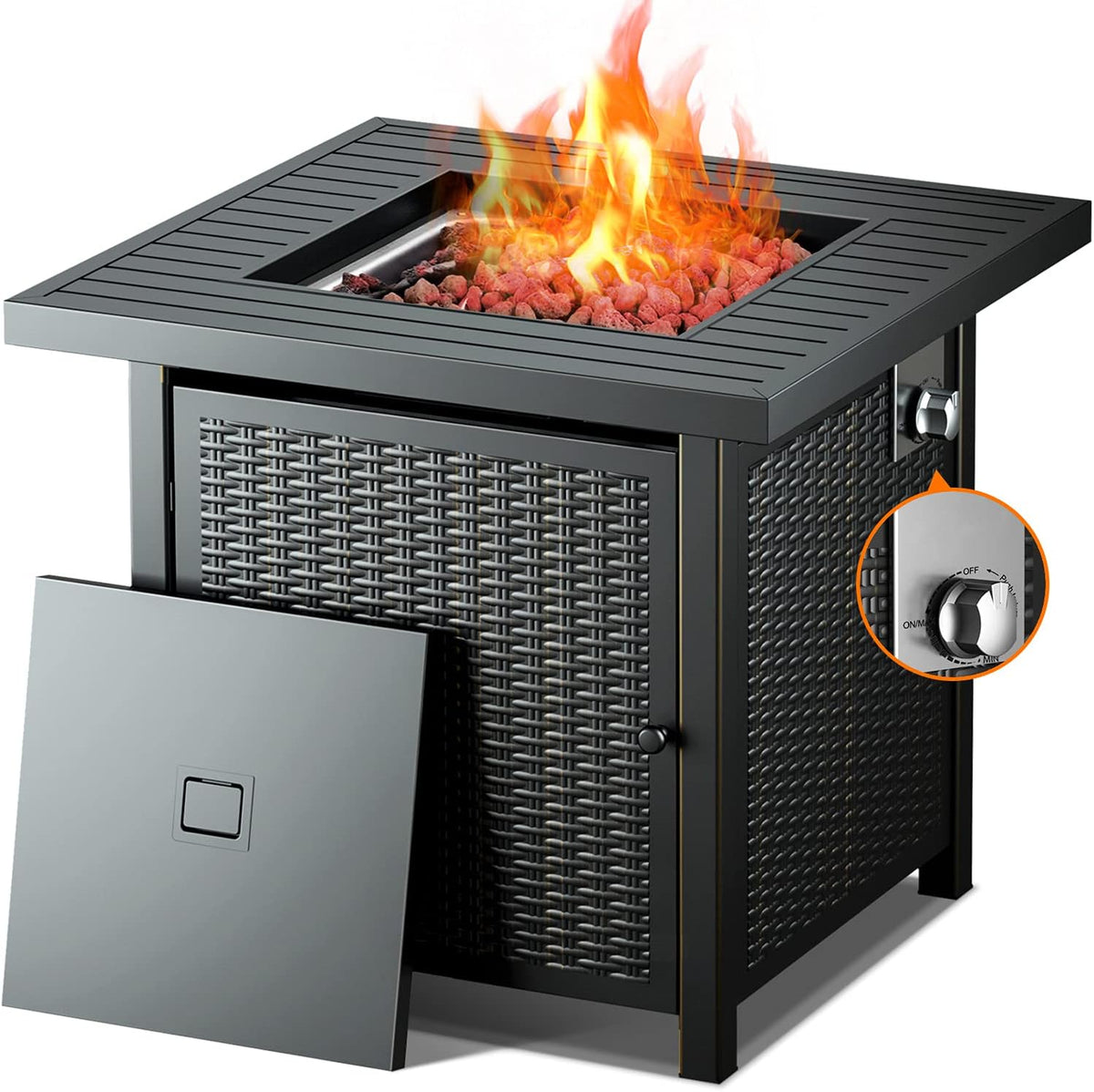28 Inch 50,000 BTU Propane Gas Fire Pit Table with Lid J4226
