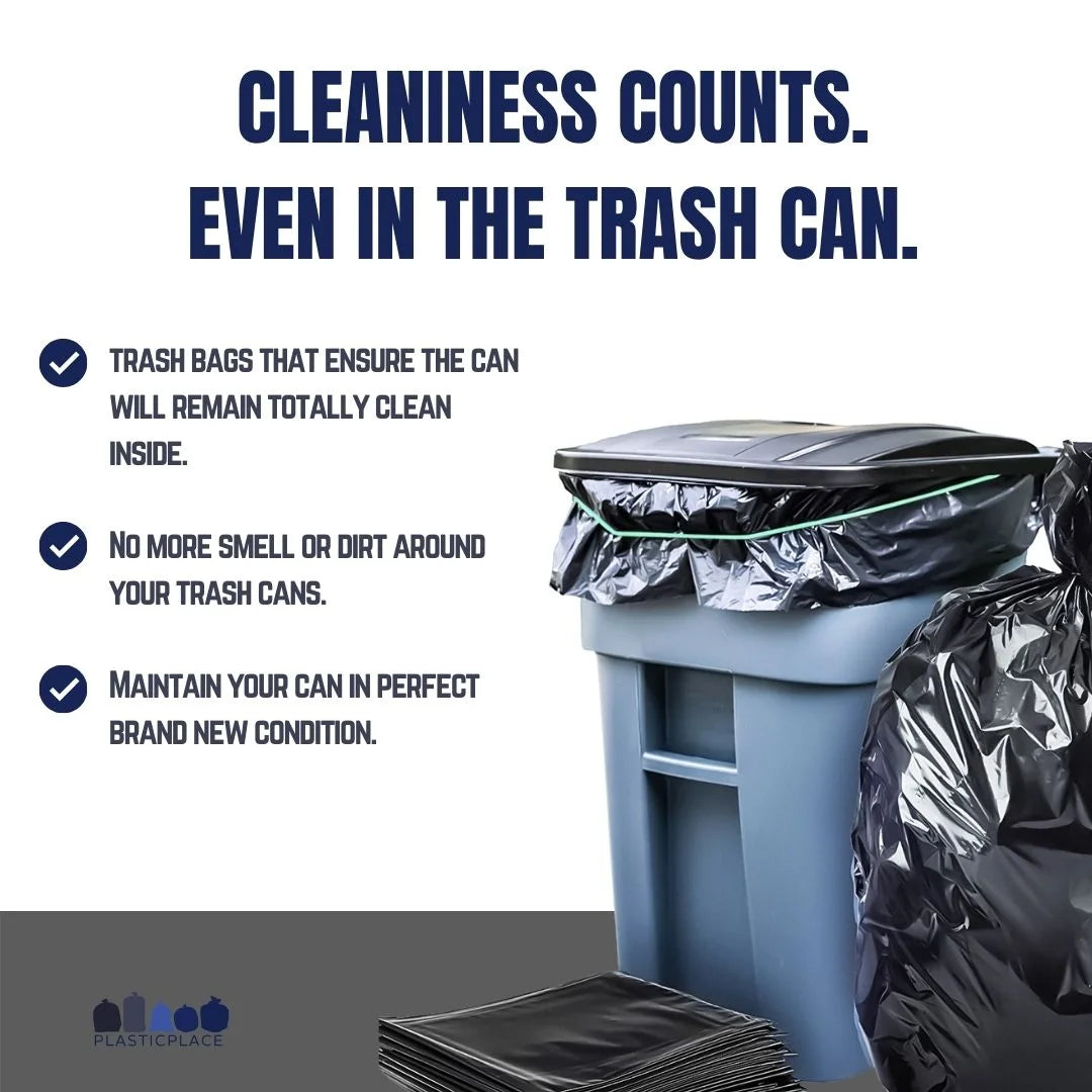 65 Gallon Black Heavy Duty Trash Bags, 50 Count Q1849