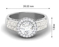 3.00 Ct Round Moissanite Solitaire Ring, 925 Silver, 14k White Gold Plated K7721
