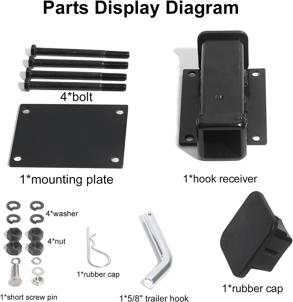 Bolt-on Bike Rack Carrier Hitch Receiver Adapter with Hitch Pin & Hitch Cover for 4-4.5 Beam, 2 Receiver Opening D4989