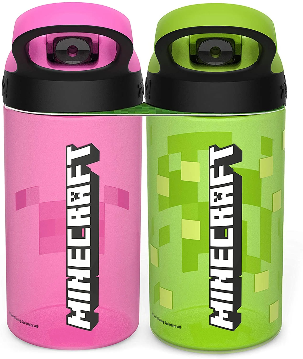 Minecraft 16 oz BPA-Free Plastic Kids Water Bottle with Straw, 2pc Set T815816