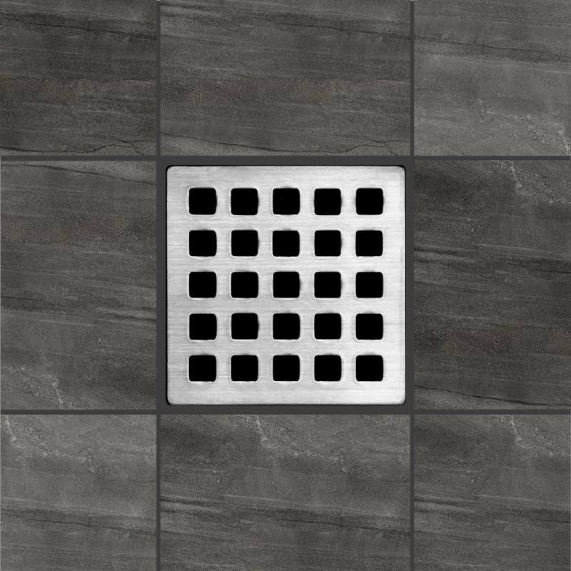 Brushed Nickel Square Shower Drain Kit with Stainless Steel Grate Z8186