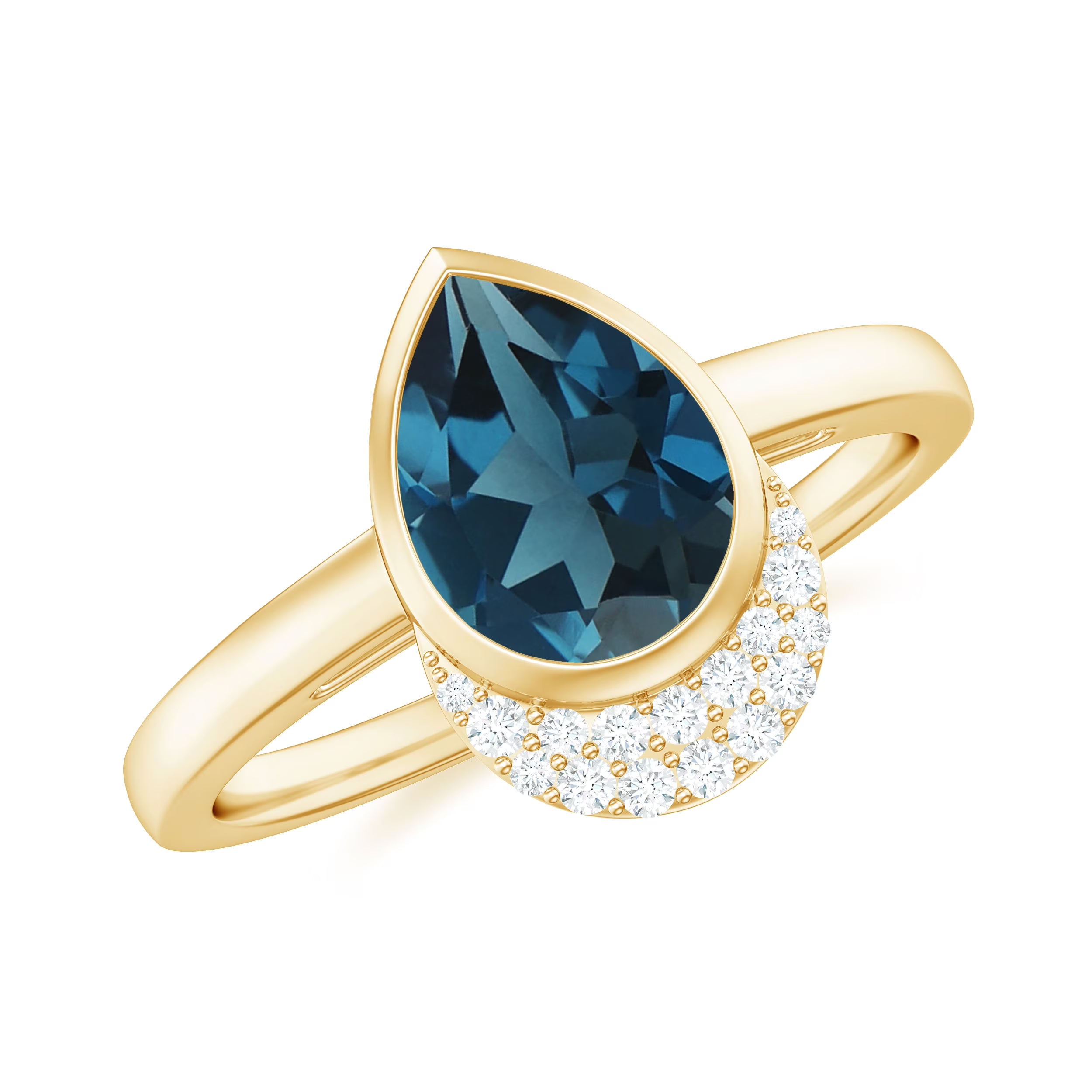 14K Yellow Gold Teardrop Ring with Diamond L87091