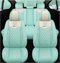 Light Green Leather Car Seat Covers 5 Seats Full Set V59583