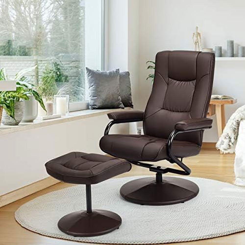 Gray PU Leather Recliner Chair with Ottoman F535