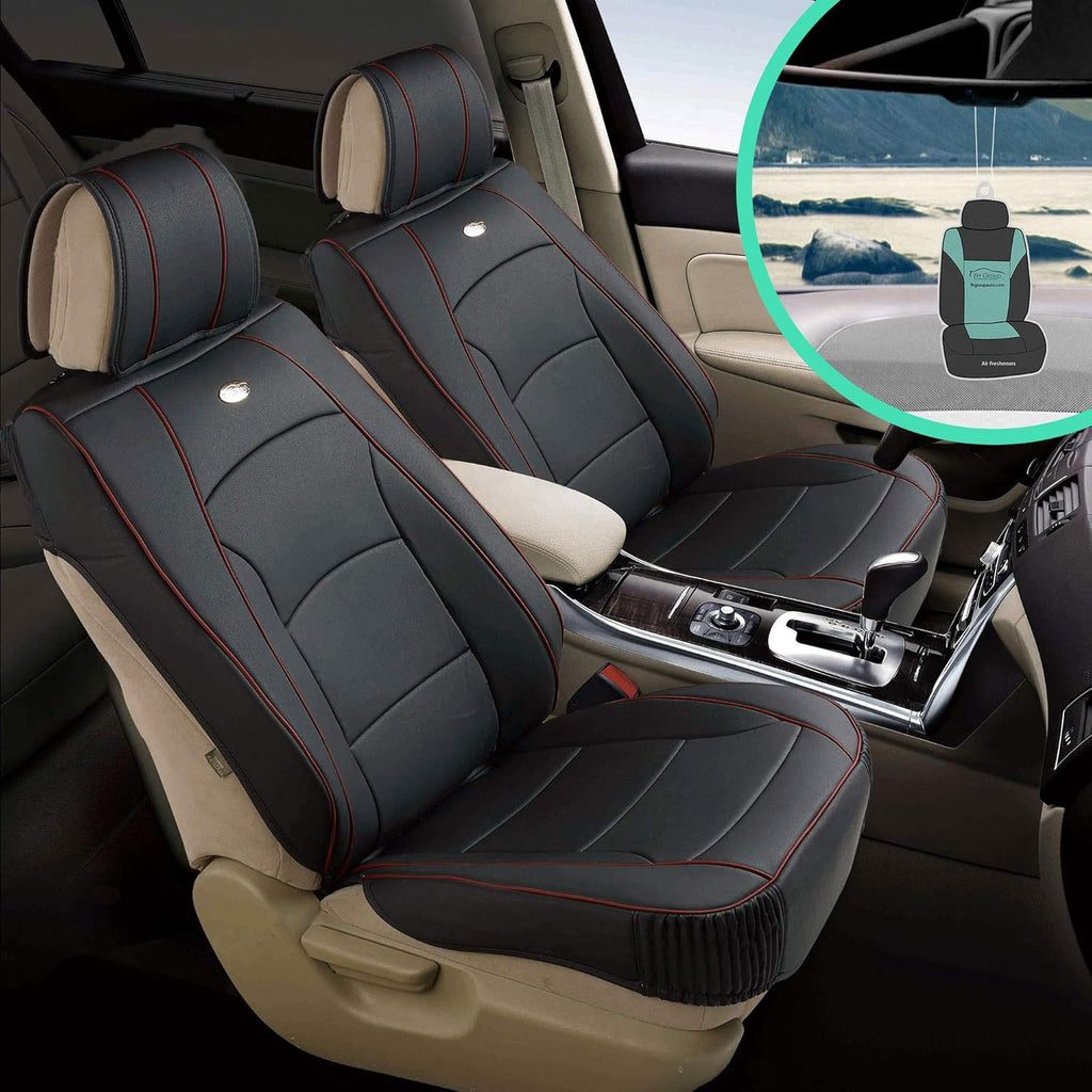 Faux Leather Car Seat Covers Front Set Solid Gray L3785