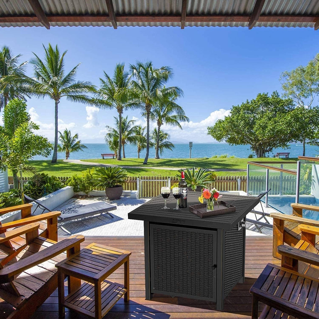 28 Inch 50,000 BTU Propane Gas Fire Pit Table with Lid J4226
