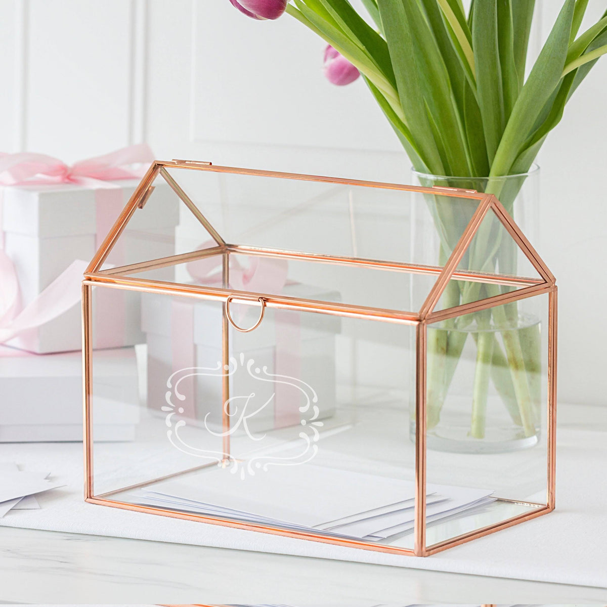 Personalized Glass Terrarium Card Holder R48946