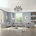 Light Gray Velvet 3 PC Sofa Loveseat Chair Set S928