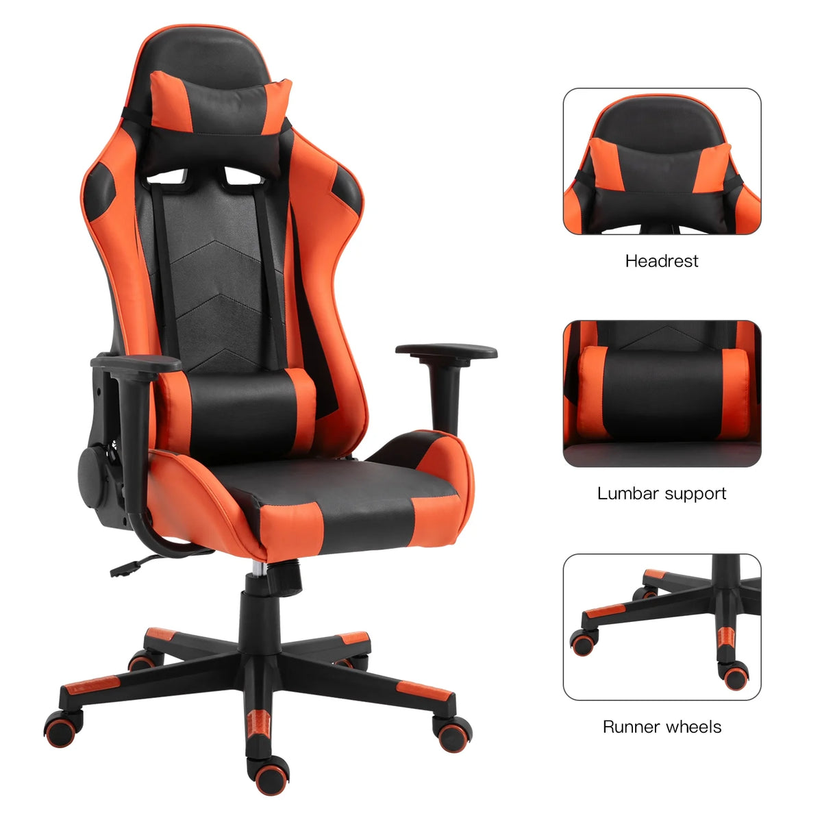 Black Orange Ergonomic Reclining Gaming Chair B9881