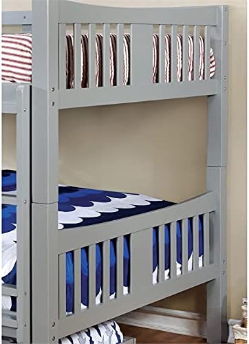 Twin Over Twin Wood Bunk Bed in Gray P457