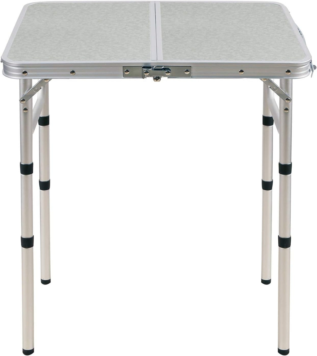 White 3 Foot Aluminum Folding Camping Table with Adjustable Legs A2305