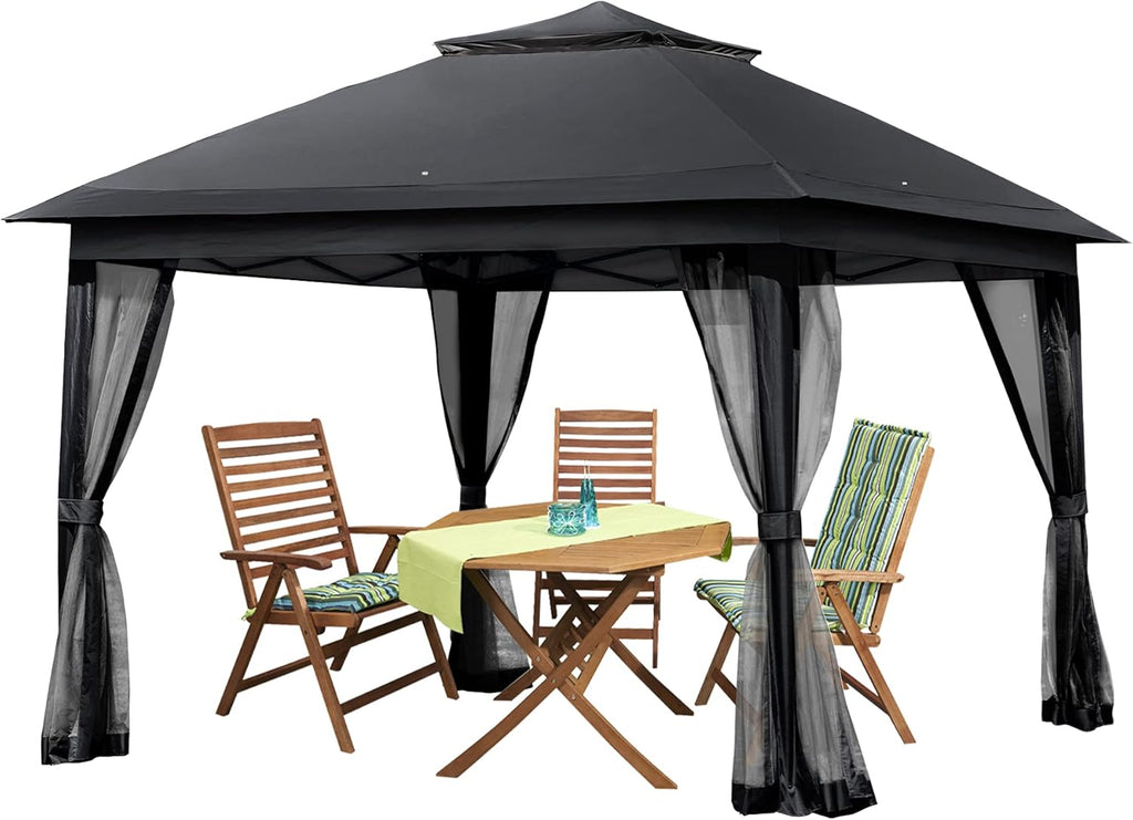 11x11 Grey Outdoor Pop up Gazebo with Mosquito Netting I72901